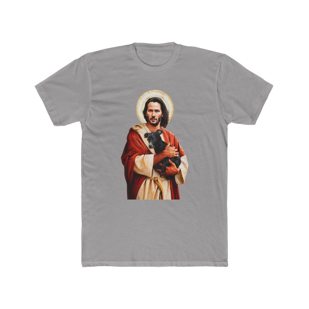 Keanu Reeves Jesus Hugs Puppy Women T Shirt 100% Cotton White M